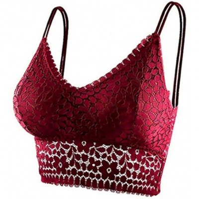 Camisoles & Tanks Lace Bra Camisole Bralette Women Sexy Lace Bandeau Bra Lace Top for Women Girls - Wine - CH196M5CWN2