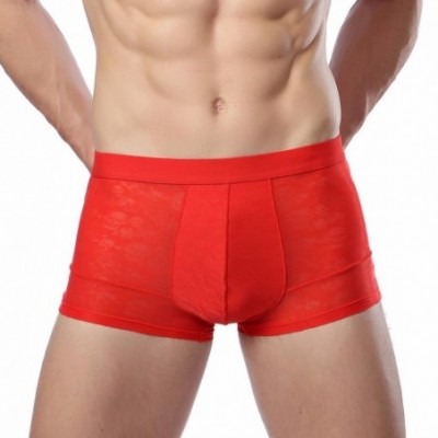 Boxer Briefs Man Boxer-ZYooh Sexy Soft Bamboo Fiber Modal Pants Underwear Underpant (Red- XL) - Red - CH188AEZRKZ