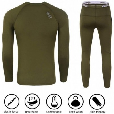 Thermal Underwear Men's Winter Skiing Thermal Underwear Sets Sweat Quick Drying Top & Long Johns Sportswear - Green - C0193LW...