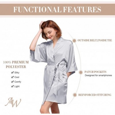 Robes Women's Silky Robe- Satin Kimono Bathrobe for Wedding Party Brides Bridesmaids Loungewear - Aluminum - CJ192HSK3UD