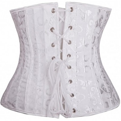 Bustiers & Corsets Lace up Waist Training Cincher 28 Steel Boned Underbust Corset Top Bustier - Floral White - CJ123TXYQQ5