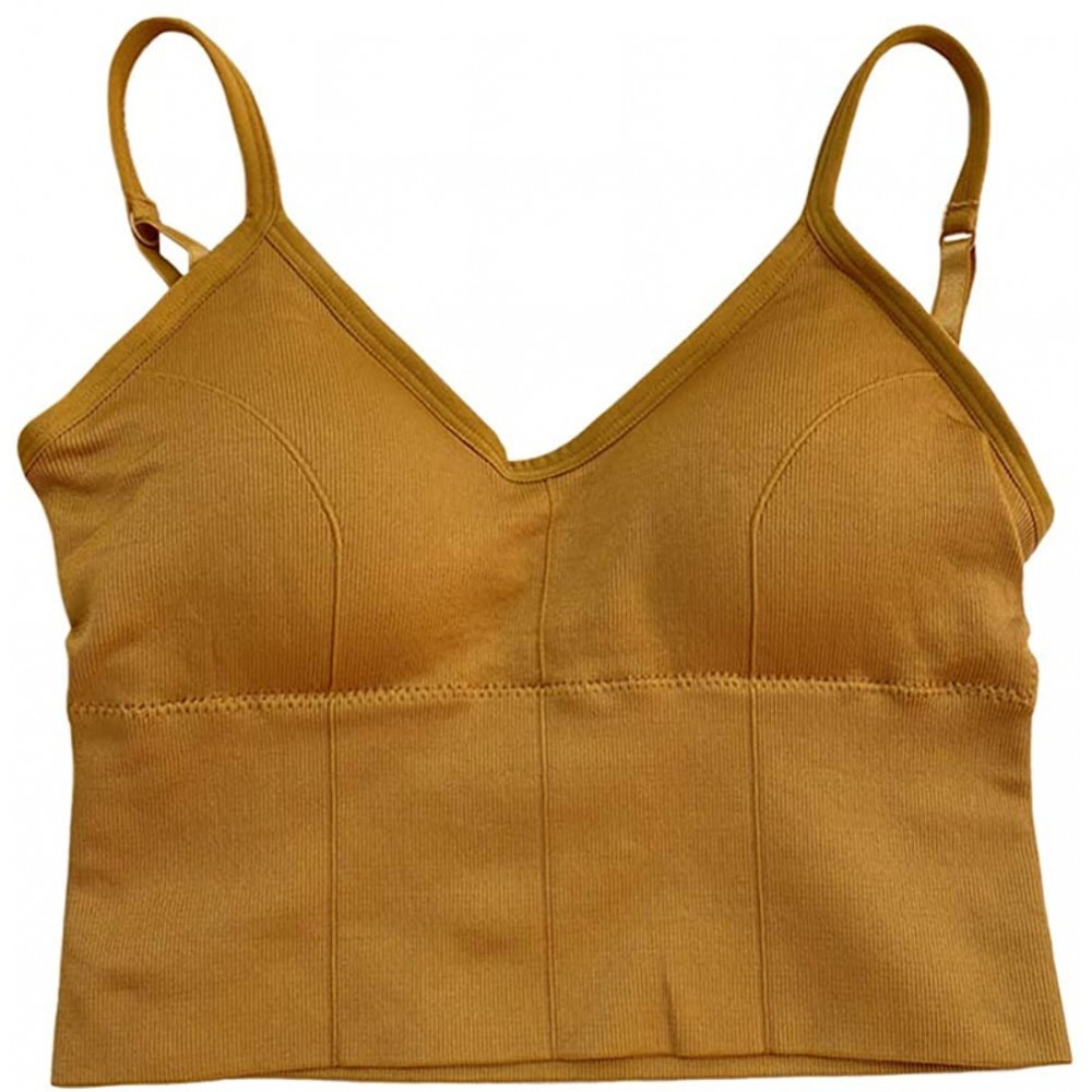 Camisoles & Tanks Women Big U-Shape Back Summer Spaghetti Short Camisole Padded Underwear Sport Everyday Bra - Ginger - CL198...