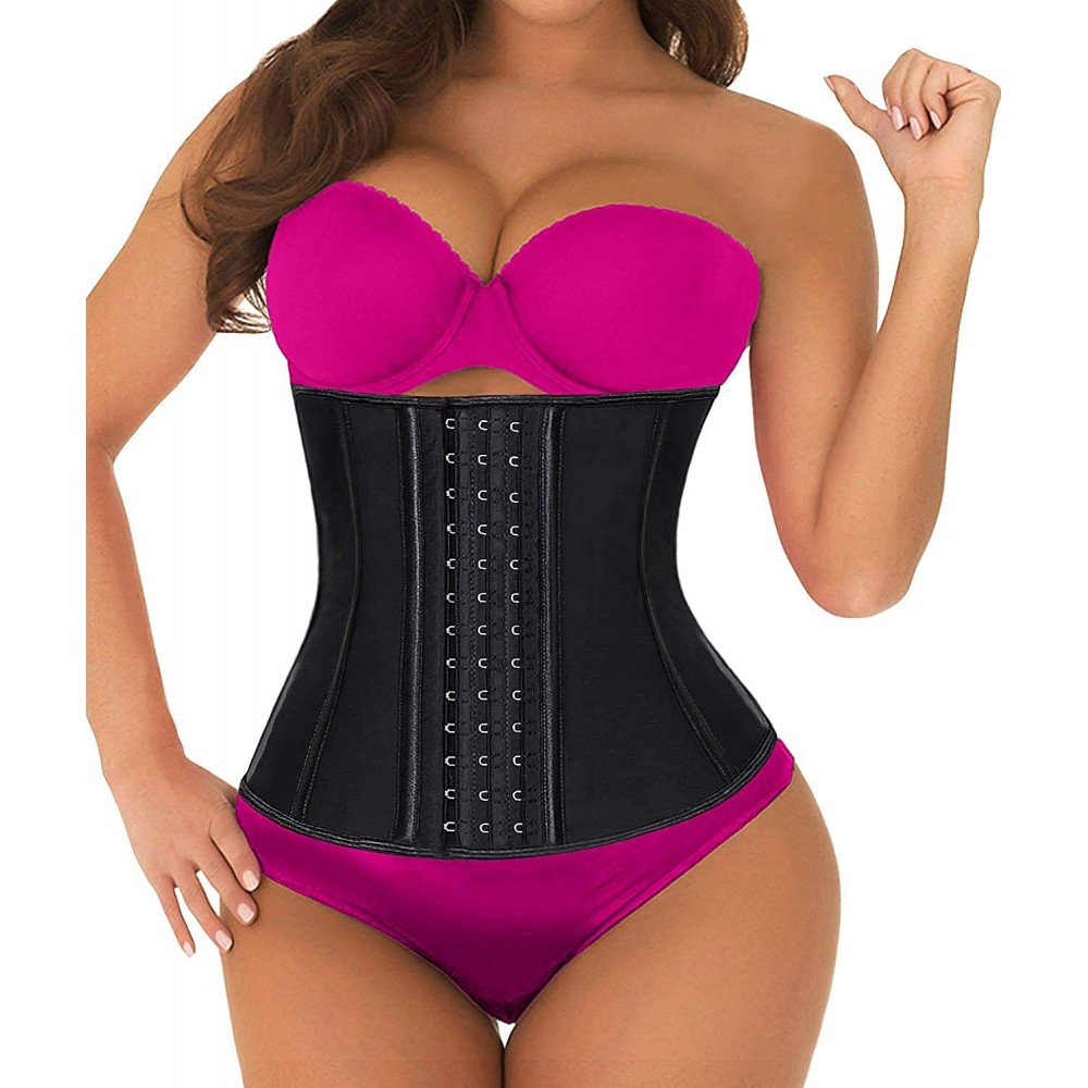 Shapewear Women's Sports Latex Waist Trainer Corsets Cincher Weight Loss Hourglass Shaper Girdle - 1-black - C011XRU49TP