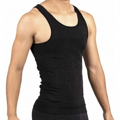 Shapewear Shopping Inc Mens Slimming Body Shaper Vest Abdomen Slim Shirt- Compression Tank for Men - Black - CP18ZAUWUA9