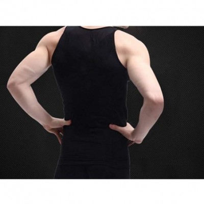 Shapewear Mens Compression Vest Tank Top Slimming Body Shaper Back Support Undershirts Under Base Layer Sport - Black - CV19E...