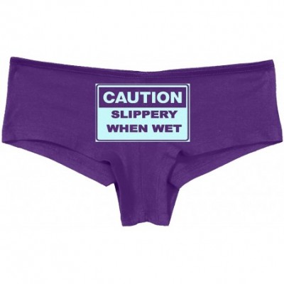 Panties Caution Slippery When Wet Funny Flirty Sexy Pink Underwear - Baby Blue - CX18SQI3RRZ