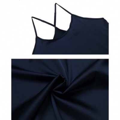 Sets Pajamas Womens Sexy Lingerie Satin Sleepwear Cami Shorts Set Nightwear - Navy Blue - CS18SN2LM0M