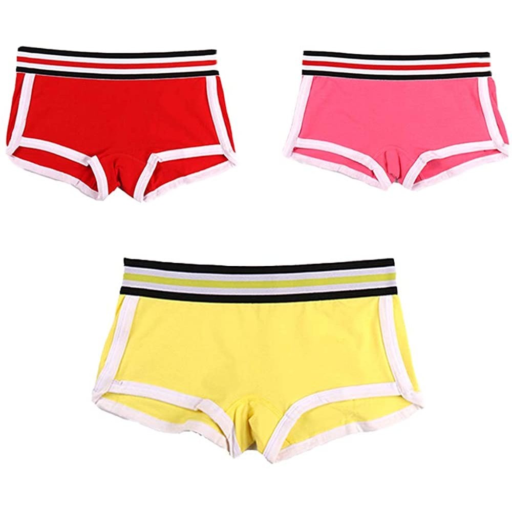 Panties Double-Layer Crotch Cotton Striped Boyshort 3 Pack Boxer Briefs for Tomboy Trans Lesbian - H - C018ZTENYL8