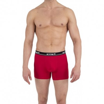 Boxer Briefs Men's Cotton Stretch Repeat Logo Waistband Solid Boxer Briefs Pack of 4 - Black / Red / Light Grey / Black - CR1...