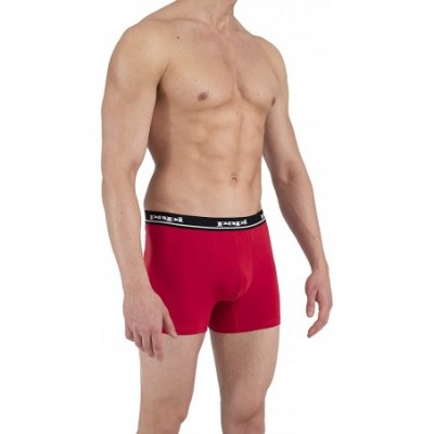 Boxer Briefs Men's Cotton Stretch Repeat Logo Waistband Solid Boxer Briefs Pack of 4 - Black / Red / Light Grey / Black - CR1...