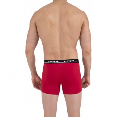 Boxer Briefs Men's Cotton Stretch Repeat Logo Waistband Solid Boxer Briefs Pack of 4 - Black / Red / Light Grey / Black - CR1...