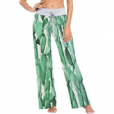 Bottoms Cactus Green Plant Women's Pajama Lounge Pants Casual Stretch Pants Wide Leg - CB19DOI860X