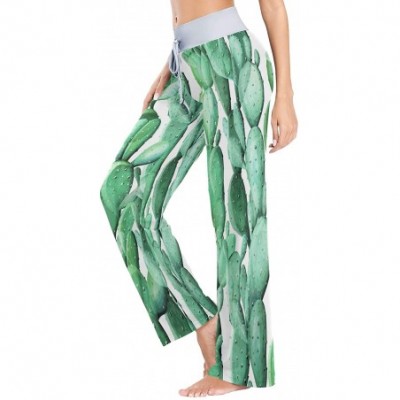 Bottoms Cactus Green Plant Women's Pajama Lounge Pants Casual Stretch Pants Wide Leg - CB19DOI860X