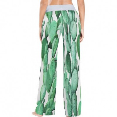 Bottoms Cactus Green Plant Women's Pajama Lounge Pants Casual Stretch Pants Wide Leg - CB19DOI860X