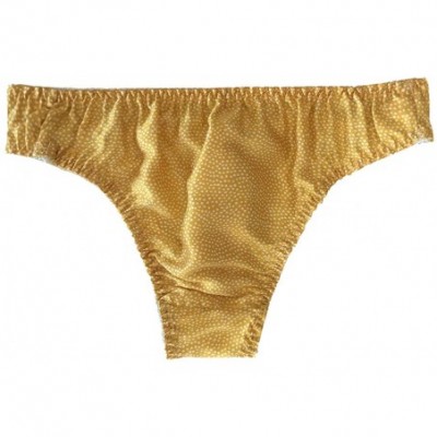 Briefs Mens 100% Silk Sexy Breathable Briefs Soft Underwear Thong Panties Stretch Waistband - Yellow - CR18Y5HZYYE