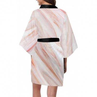 Robes Custom Marble Texture Gray Women Kimono Robes Beach Cover Up for Parties Wedding (XS-2XL) - Multi 1 - C4190Z9HKT7