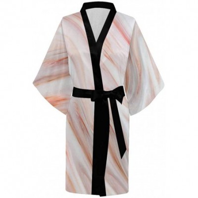 Robes Custom Marble Texture Gray Women Kimono Robes Beach Cover Up for Parties Wedding (XS-2XL) - Multi 1 - C4190Z9HKT7