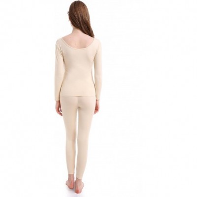 Thermal Underwear Thermal Underwear Women Long - Scoop Neck Ultra - Thin Johns Set Top & Bottom - Apricot - CB186KHG2HL