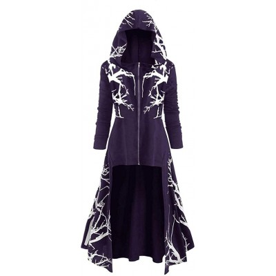 Thermal Underwear Womens Asymmetric Fleece Hoodie Dress Plus Size Vintage Cloak High Low Hem Blouse - Purple - CL18Z2R453X