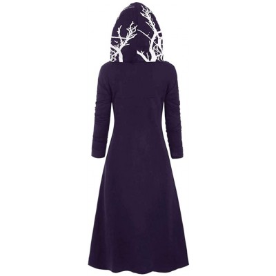 Thermal Underwear Womens Asymmetric Fleece Hoodie Dress Plus Size Vintage Cloak High Low Hem Blouse - Purple - CL18Z2R453X