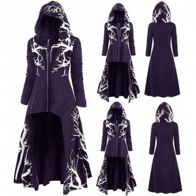 Thermal Underwear Womens Asymmetric Fleece Hoodie Dress Plus Size Vintage Cloak High Low Hem Blouse - Purple - CL18Z2R453X