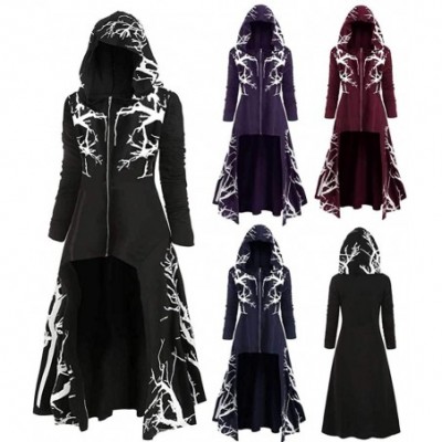 Thermal Underwear Womens Asymmetric Fleece Hoodie Dress Plus Size Vintage Cloak High Low Hem Blouse - Purple - CL18Z2R453X