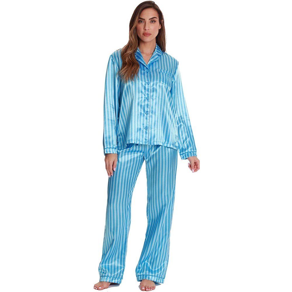 Sets Pants Set with Notch Collar - Blue With Stripe - C6189IU6S9Z