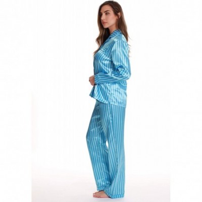 Sets Pants Set with Notch Collar - Blue With Stripe - C6189IU6S9Z