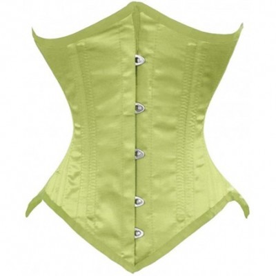 Bustiers & Corsets Heavy Duty 26 Double Steel Boned Waist Training Satin Underbust Tight Shaper Corset 8033-SA - Lemon Green ...