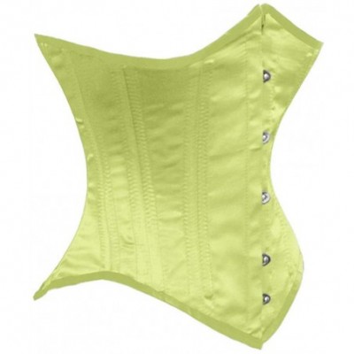 Bustiers & Corsets Heavy Duty 26 Double Steel Boned Waist Training Satin Underbust Tight Shaper Corset 8033-SA - Lemon Green ...