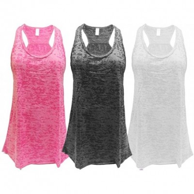 Camisoles & Tanks Flowy Racerback Tank Top- Regular and Plus Sizes- Pack of 3 - Pink/Black/White - CJ126IM0ECT