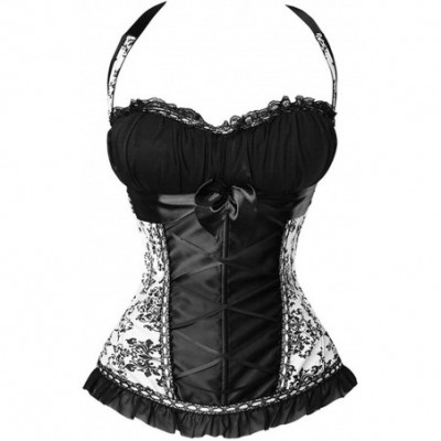 Bustiers & Corsets Women's Bustier Corset Top Gothic Jacquard Tank Overbust Bodyshaper - Black - CP18GDDW9IR