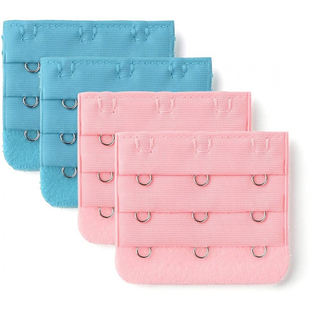 Accessories Women Underwear Buckle 3 Row Hooks Bra Strap Extender Set Pink Blue 4 Pcs - CR110YOQ3PF