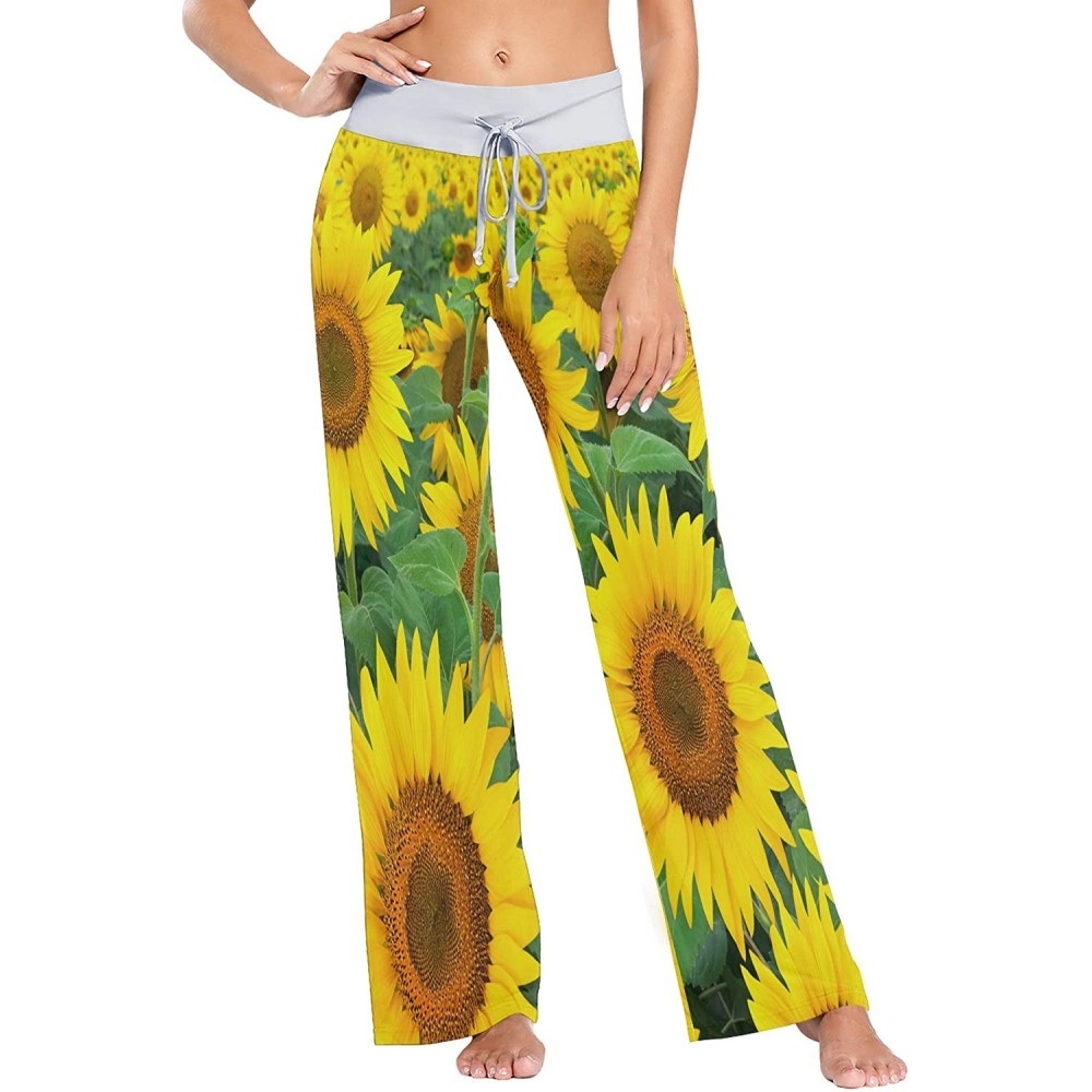 Bottoms Spring Leaf Blossom Flower Floral Women's Pajama Lounge Pants Casual Stretch Pants Wide Leg - C1198Q9OONH