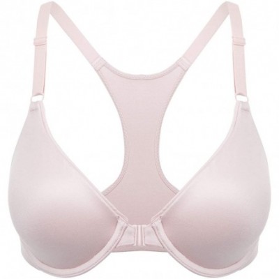 Bras Women's Underwire Lightly Lined Plunge T-Shirt Racerback Front Closure Bra - Gentle Rose - CF18YC66Z0O