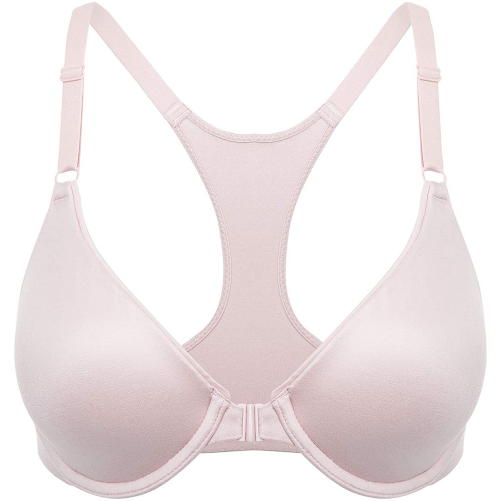 Bras Women's Underwire Lightly Lined Plunge T-Shirt Racerback Front Closure Bra - Gentle Rose - CF18YC66Z0O