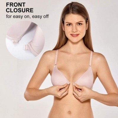 Bras Women's Underwire Lightly Lined Plunge T-Shirt Racerback Front Closure Bra - Gentle Rose - CF18YC66Z0O