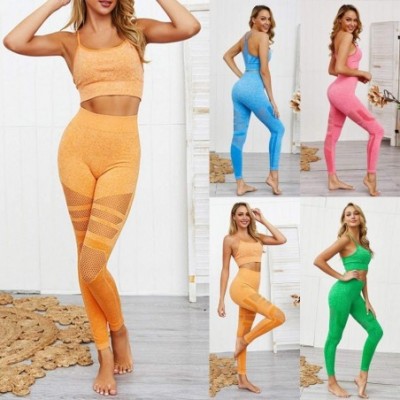 Thermal Underwear Women Yoga Suit Printed Camouflage High Waist Hip Bottom Running Fitness Pants +Vest - B-blue - CA193OT6EEW