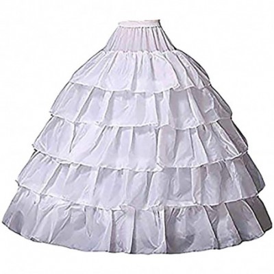 Slips Women's 4-Hoop 5 Layer Wedding Petticoat/Underskirt Quinceanera Gown 9030 - White - CM12GRKQO8P