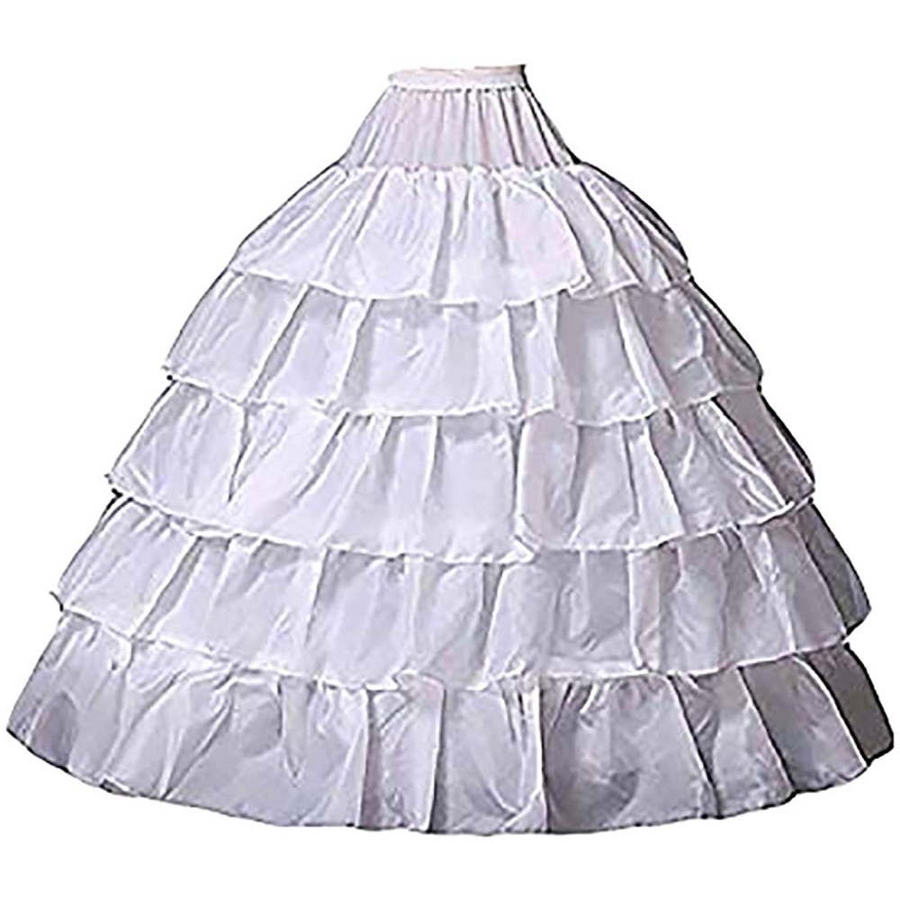 Slips Women's 4-Hoop 5 Layer Wedding Petticoat/Underskirt Quinceanera Gown 9030 - White - CM12GRKQO8P