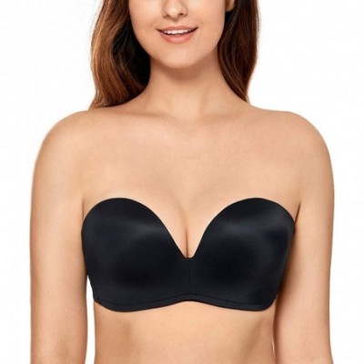 Bras Women's Strapless Bra Slightly Lined Great Support Push up Underwire Bra Plus Size - Black - CV18TRQC04D