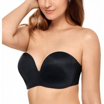 Bras Women's Strapless Bra Slightly Lined Great Support Push up Underwire Bra Plus Size - Black - CV18TRQC04D