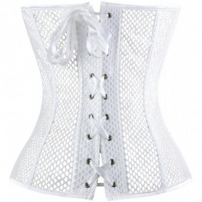 Bustiers & Corsets Women's Sexy Lace Floral See Through Waist Slimming Corset Top - White-mesh - CM186E5Z9DQ