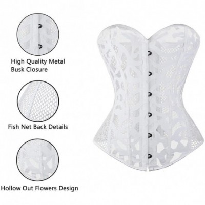 Bustiers & Corsets Women's Sexy Lace Floral See Through Waist Slimming Corset Top - White-mesh - CM186E5Z9DQ