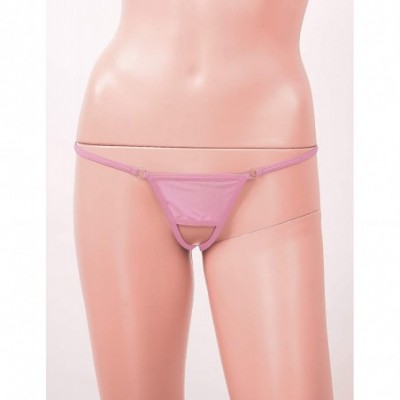 G-Strings & Thongs Mens Sheer Mesh Low Rise T-Back Mini Panties G-String Thongs Bikini Briefs Underwear - Pink - C619D5ZNLKU