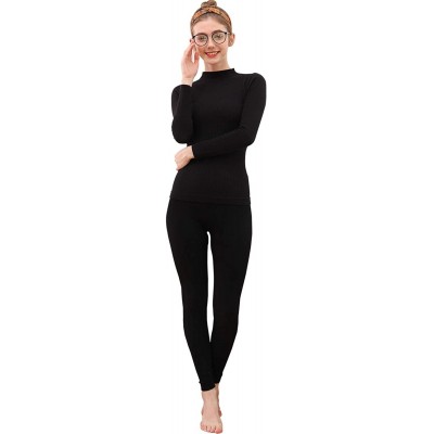 Thermal Underwear Women's Thermal Underwear Turtleneck Slim Fit Long Sleeve Set - Pink - CQ18HQT3RO8