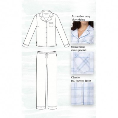 Sets Flannel Pajamas Women - Women Flannel Pajamas- Boyfriend- Plaid - Blue Plaid - CF18IOEAUDU