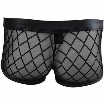 Briefs Men's Fishnet Mesh Boxers Briefs Underwear Breathable See-Through Sheer Swim Trunks Swimwear - CB18E5HDUWR