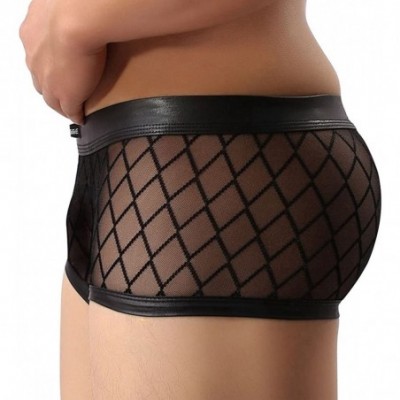 Briefs Men's Fishnet Mesh Boxers Briefs Underwear Breathable See-Through Sheer Swim Trunks Swimwear - CB18E5HDUWR