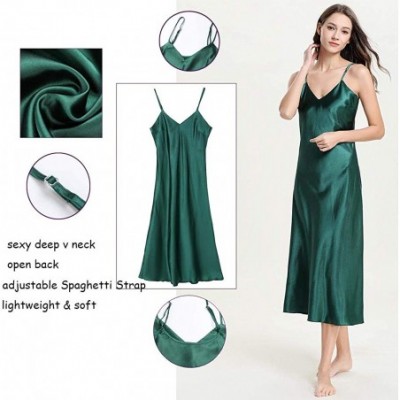 Nightgowns & Sleepshirts Women's Satin Lingerie Elegant V-Neck Lounge Dress Long Nightgown Spaghetti Strap Chemise Nightdress...